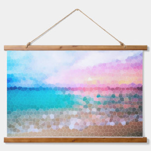 Tropical Morning Sunrise Stain Glass Beach Hanging Tapestry
