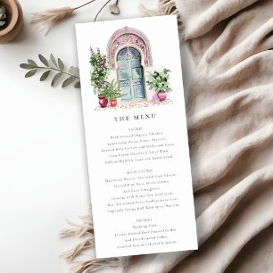 Tropical Moroccan Doorway Wedding Menu Card
