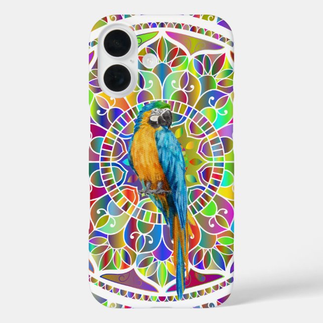 Tropical Mosaic – Blue & Gold Macaw Mandala Case-Mate iPhone Case (Back)