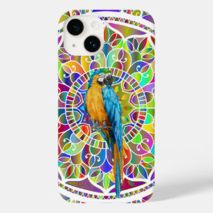 Tropical Mosaic – Blue & Gold Macaw Mandala Case-Mate iPhone 14 Case