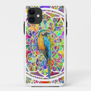 Tropical Mosaic – Blue & Gold Macaw Mandala iPhone 11 Case