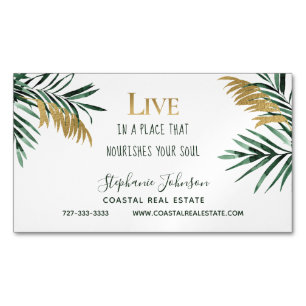 Tropical Motivational Quote Realtor Magnetic Business Card