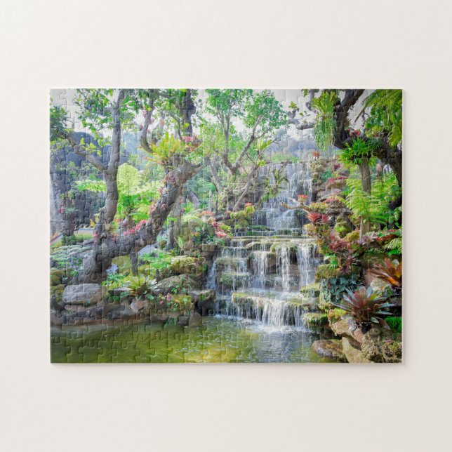 Tropical Mountain Forest Waterfall Thailand Jigsaw Puzzle (Horizontal)