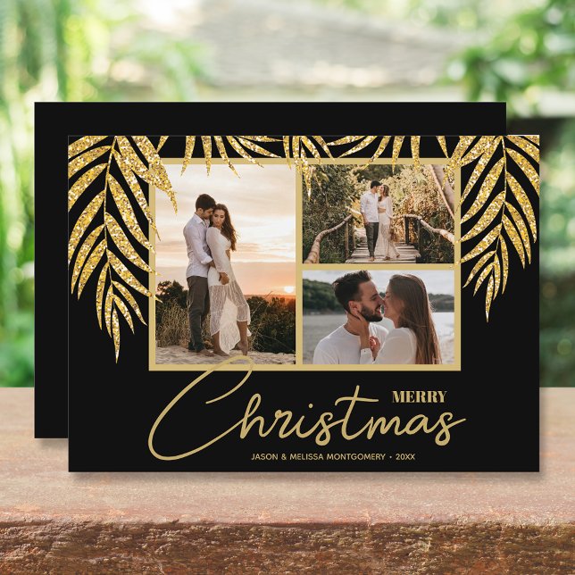 Tropical Multi Photo Collage Christmas Holiday Card (Creator Uploaded)