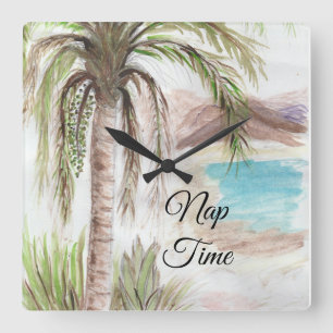 Tropical "Nap Time"  Square Wall Clock