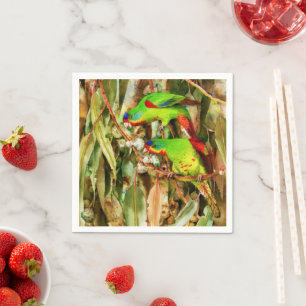 Tropical Nature Parrots Green Birds Napkin