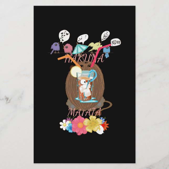 Tropical Nature's Bounty" Coconut Lemonade Art Stationery (Front)