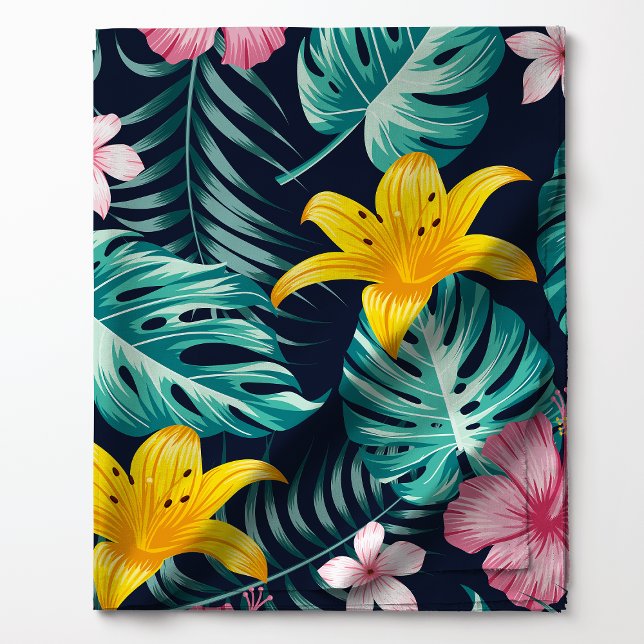 Tropical Navy And Pink Hibiscus Flowers Floral Fabric (Creator Uploaded)