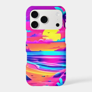 Tropical Neon Beach Sunset Art