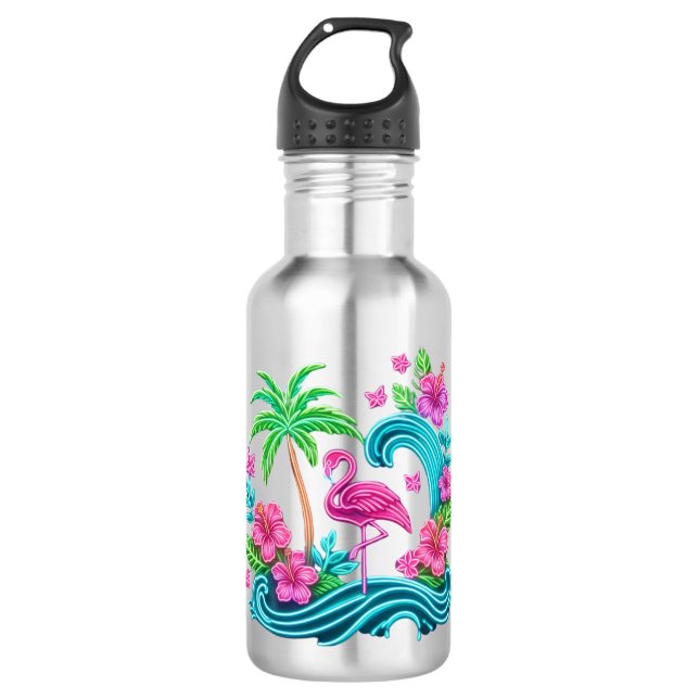 Tropical Neon Flamingo 710 Ml Water Bottle (Front)
