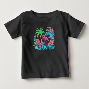 Tropical Neon Flamingo Baby T-Shirt