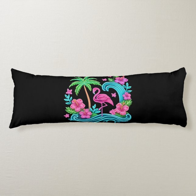 Tropical Neon Flamingo Body Cushion (Front)