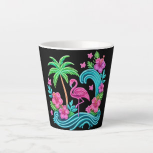 Tropical Neon Flamingo Latte Mug