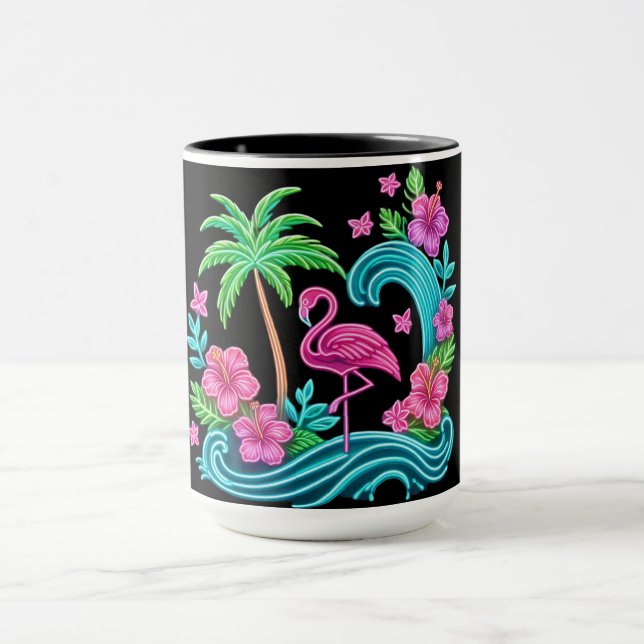 Tropical Neon Flamingo Mug (Center)