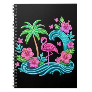 Tropical Neon Flamingo Notebook