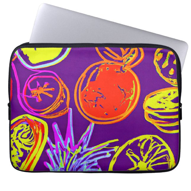 Tropical Neon Fruits Patterns Laptop Sleeve (Front)