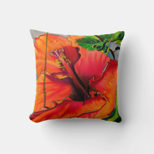 Tropical Neon Hibiscus flower Cushion