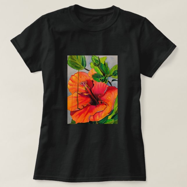 Tropical Neon Hibiscus flower T-Shirt (Design Front)