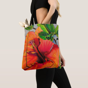 Tropical Neon Hibiscus flower Tote Bag