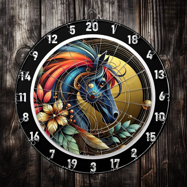 Tropical Neon Horse Escape Artwork Dartboard (Creator Uploaded)