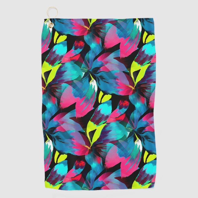 Tropical Neon Splash in Paradise Golf Towel (Front)