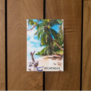 Tropical Nicaragua Beach Watercolor Travel Postcard