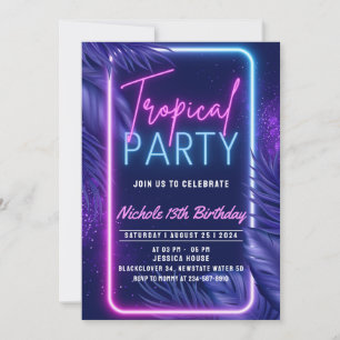 Tropical Night Birthday Invitation Party