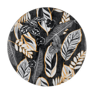 Tropical Night Foliage: Dark Vintage Pattern Cutting Board
