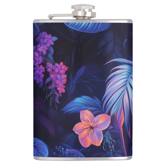 Tropical night garden hip flask (Front)
