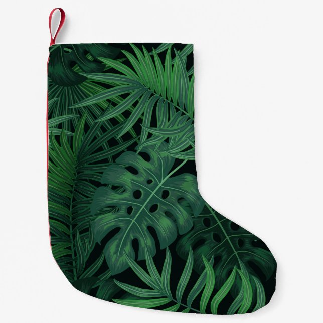 Tropical night green seamless pattern small christmas stocking (Front)