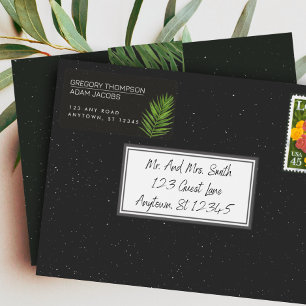 Tropical Night Modern Minimalist Wedding Address Label