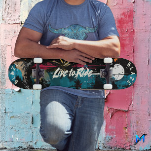 Tropical Night Pop Art- Live to Ride Motto Skateboard