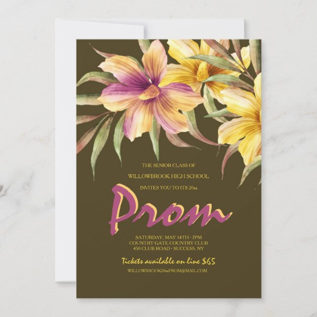 Tropical Night Prom Invitation (Front)