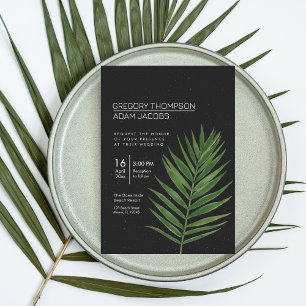 Tropical Night Sky Modern Minimalist Wedding Invit Invitation