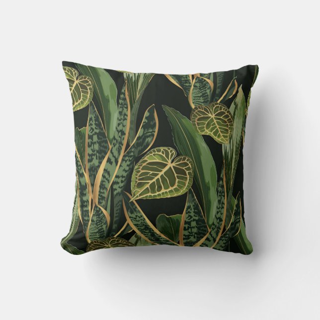 Tropical night vintage illustration cushion (Front)
