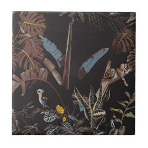 Tropical night vintage wild pattern. ceramic tile