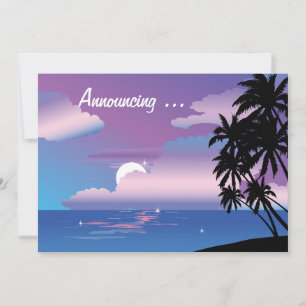 Tropical Night   Wedding Annoucement Invitation
