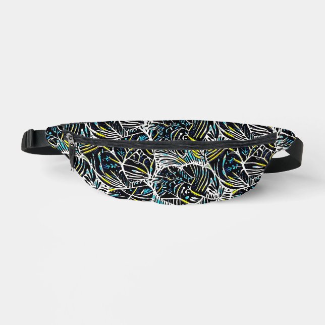 Tropical Noir Abstract Geometric Pattern Design 49 Bum Bags (Front)