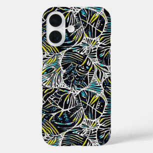 Tropical Noir Abstract Geometric Pattern Design 49 iPhone 16 Case