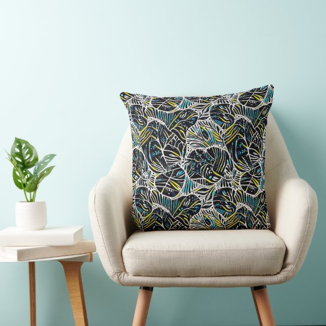 Tropical Noir Abstract Geometric Pattern Design 49 Cushion (Chair)