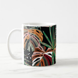 Tropical Noir: Dark Exotic Forest Pattern Coffee Mug