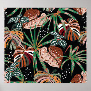 Tropical Noir: Dark Exotic Forest Pattern Poster