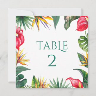 Tropical Oases Flowers Wedding-Table Number Thank You Card