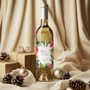 Tropical Oases Flowers Wedding  Wine Label