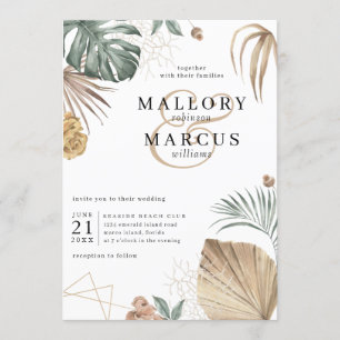 Tropical Oasis Pampas Island Wedding Invitation