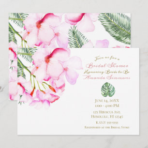 Tropical Oasis Pink Green Hawaiian Bridal Shower Invitation