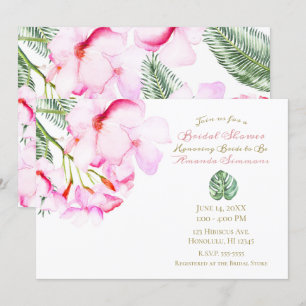 Tropical Oasis Pink Green Hawaiian Bridal Shower Invitation
