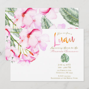 Tropical Oasis Pink Green Hawaiian Bridal Shower Invitation