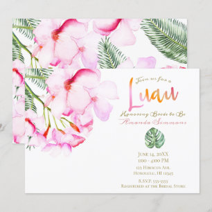 Tropical Oasis Pink Green Hawaiian Bridal Shower Invitation