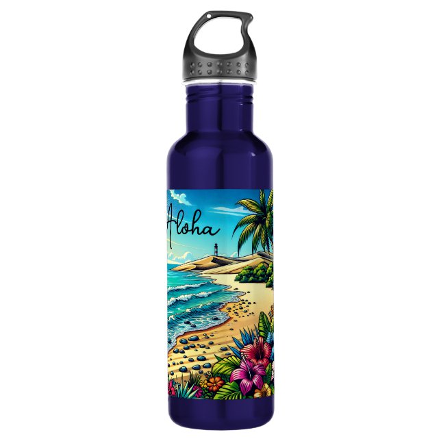 Tropical Ocean Aloha Vacation  710 Ml Water Bottle (Front)